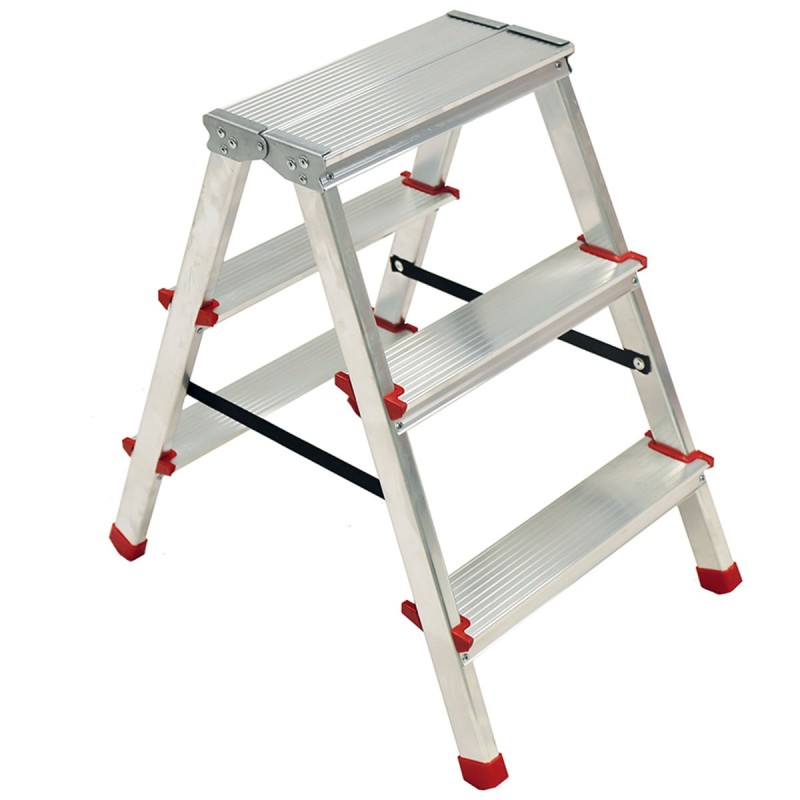 Escabeau Marche-pied Aluminium 3 marches Charge max 125 kg Pieds ant