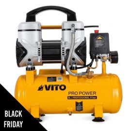 Compresseur d'Air Silencieux 8L Sans Huile 8 bar 1,5 CV / 1,1 kW Gonfleur Electrique Portable VITO