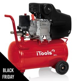 Compresseur d'air 24L 8 bar 2CV 1.5KW 115 PSI Débit d'air max : 206 L/min 19.9Kg kG ITOOLS