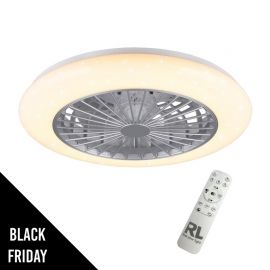 Ventilateur de Plafond et Lumière LED 30W Ø50cm- Éclairage Dimmable, Télécommande Effet Ciel Etoilé - Trio Lighting