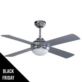 Ventilateur de plafond + Eclairage 4 pales 60W Télécommande Plafonnier 3 vitesses Ø 121 cm NIKLAS