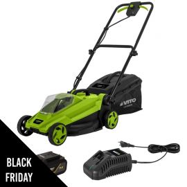 Tondeuse à Gazon Sans Fil 20 V VITO – Batterie 4.0 Ah + Chargeur, Largeur Coupe 32 cm, Bac 30 L, Surface 300 m²