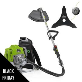 Débroussailleuse Thermique à dos 52cm³ Coupe 25cm Lame et fil nylon Réservoir 1L Autonomie 1h30 VITO