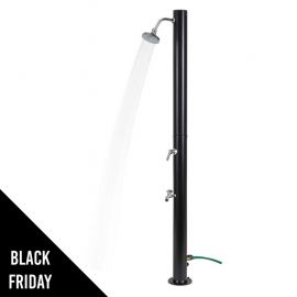 Douche Solaire Extérieure 20L Hauteur 217cm 3.5Bar Ø 15cm Noir Pommeau et Mitigeur Chromés Douche de Jardin Piscine Plage KZ