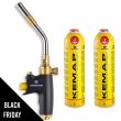Chalumeau à gaz Professionnel + 2 bouteilles Propane KEMPER Lampe à souder Professionnelle Kit Mallette