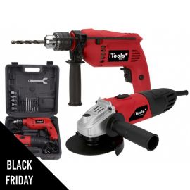 Pack 2 Outils Perceuse à percussion 500W + meuleuse 500W ITOOLSMallette 17 accessoires