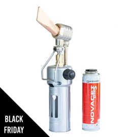 Fer à souder de couvreur Gaz Soudure Zinguerie Allumage Piezo Flamme réglable Panne interchangeable + Cartouche de gaz KEMPER