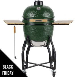 Barbecue à charbon Kamado Vert Céramique Ø 56cm 22 pouces - Grill Exterieur 122.1 x 69.6 x 117.4cm INTEC