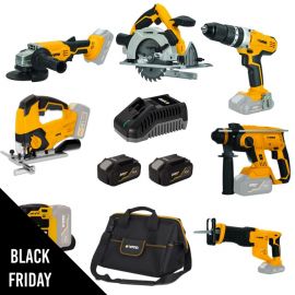 PACK 7 Outils sans fil 20V 2 Batteries lithium 4Ah VITO + Chargeur rapide 20V + Sacoche à outils