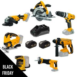PACK 7 Outils 20V + 2 Batteries Lithium 4.0Ah + Chargeur rapide 20V VITO