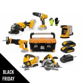 PACK 6 Outils sans fil 20V VITO + 2 Batteries 2AH Lithium-ion + Chargeur rapide + Caisse à outils + Gants VITO