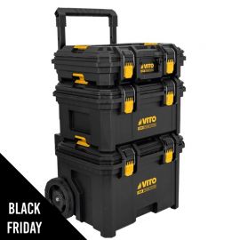 Servante d'atelier modulable 3 élements Boite à outils Chariot d'atelier sur roues 3 Coffrets Amovibles VITO