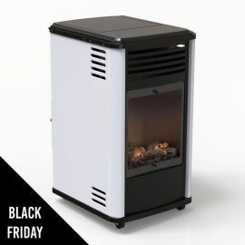 Poele à gaz 3,4KW Manhattan Blanc Chauffage d'appoint effet Feu Sahara