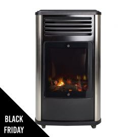 Poêle à gaz 3.4 kW Manhattan Noir Effet feu - 3 niveaux de chauffe Grande autonomie Universal