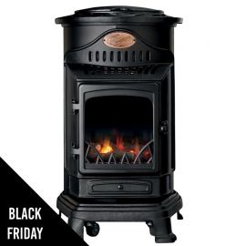 Poêle à gaz - 3.4KW - Noir mat - Effet feu - Fonte véritable - PROVENCE UNIVERSAL