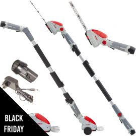 Cisaille à gazon et Taille buisson Télescopique sans fil à batterie 12V Inclus 2 lames 10cm et 20cm Chargeur 12V IKRA