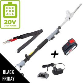 Taille haie sur perche téléscopique 20V - Coupe longueur 40 cm Batterie lithium 2.0Ah Chargeur 20V - IKRA