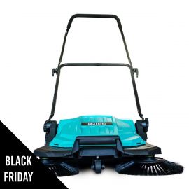 Balayeuse mécanique 2 brosses rotatives 27cm Balayeuse manuelle Larg de travail 63 cm Bac 20L Allées Terrasses Garage INTEC