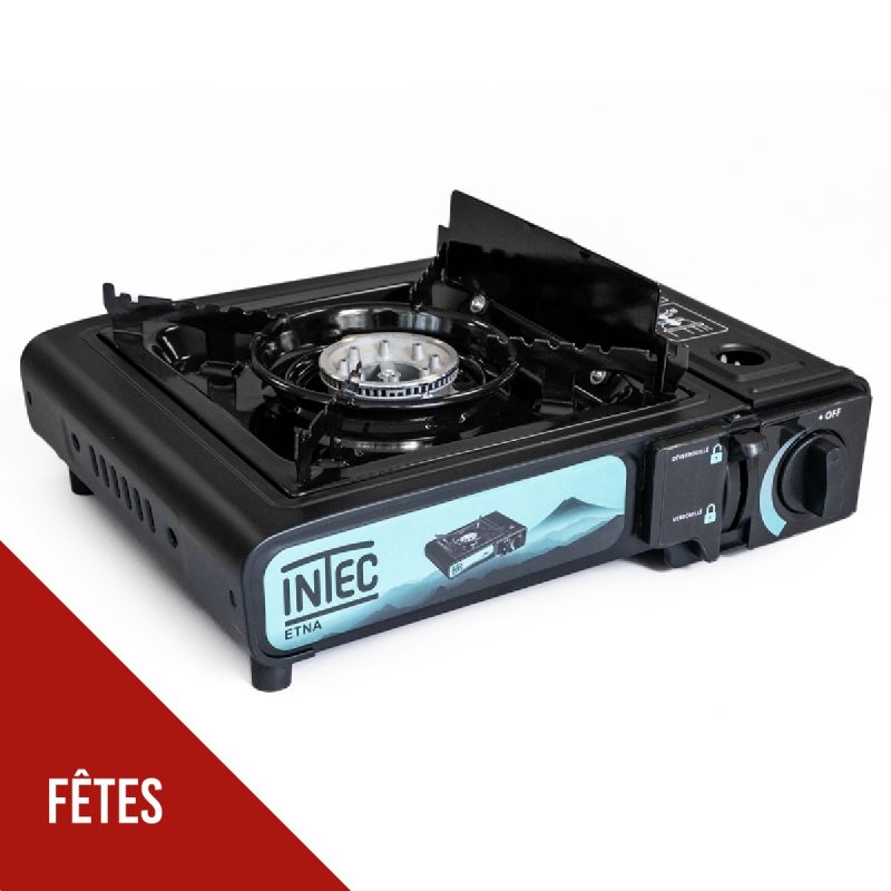 Sans malette Réchaud à gaz portable 2200W INTEC Etna Camping Randonnée Chantier Cartouche gaz Camping Allumage Piezo