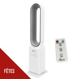 Ventilateur sans pales à Télécommande 50W - 3 Vitesses avec Minuterie 7h Design Blanc NIKLAS