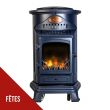 Poêle à gaz 3,4KW Bleu Marine Fonte Véritable Provence – Chauffage d’appoint Design - Effet feu de bois, sur roulettes Sahara