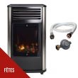 Poêle à gaz 3.4 kW Manhattan Noir Effet poêle à bois + Tuyau gaz + Détendeur butane Universal