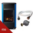 Chauffage à gaz 3,4KW Manhattan Bleu Effet feu + Tuyau gaz + Détendeur Sahara