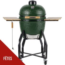 Barbecue à charbon Kamado Vert Céramique Ø 56cm 22 pouces - Grill Exterieur 122.1 x 69.6 x 117.4cm INTEC