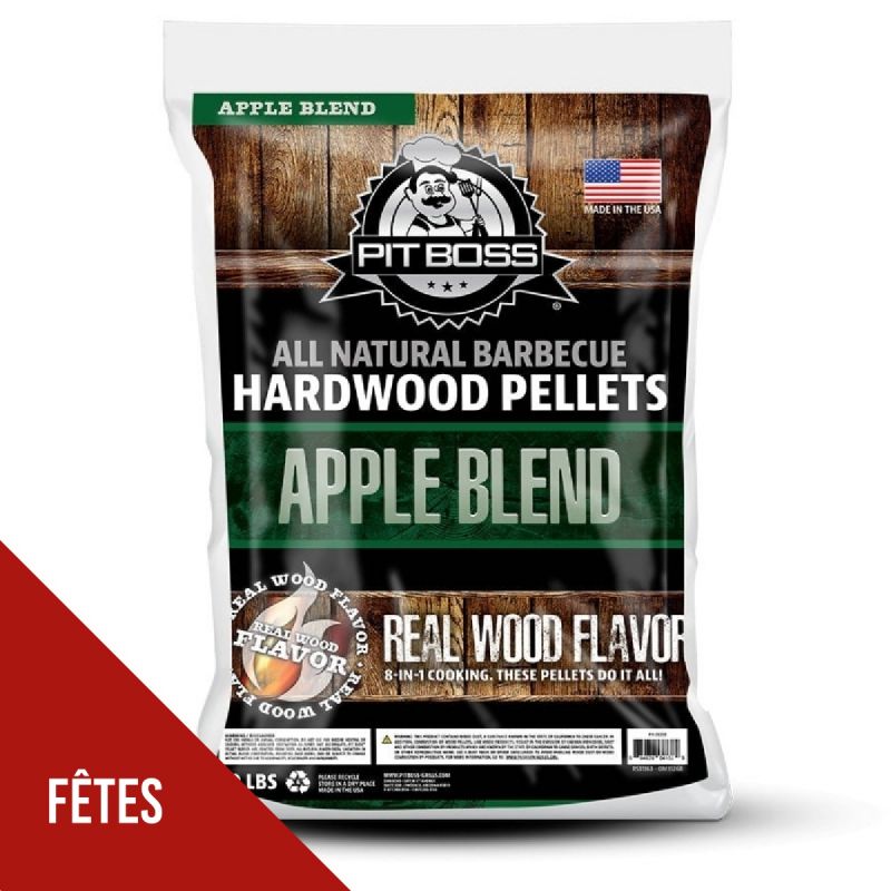 Sac de Pellets en Bois de Pommier 9 kg Granulés de Bois pour Cuisson Extérieure Barbecue Fumoir Four à pizza PIT BOSS