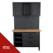 Etabli d'Atelier 120 x 60 x H180 cm Armoire de Rangement - Plan de travail Bois 3 tiroirs Charge 500kg VITO