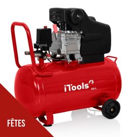 Compresseur d'air à huile 50L 8 bar 115 PSI 2CV 1.5KW Débit d'air : 206 L/min ITOOLS