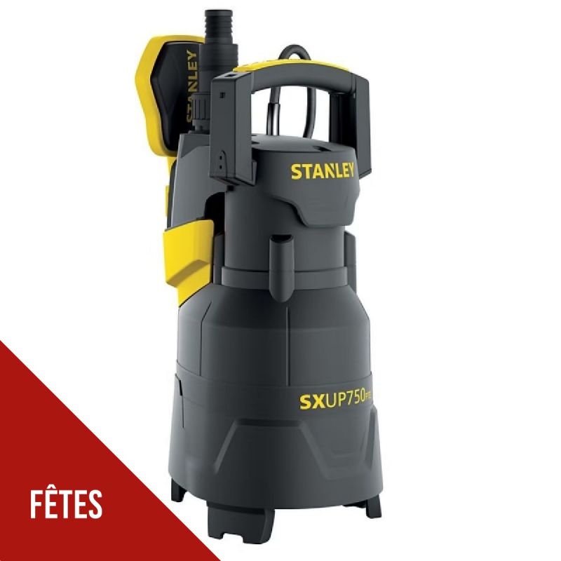 Pompe à eaux 750W Eaux usées et Claires - Pompe de relevage à Flotteur Débit 13500 l/h Elévation 8m STANLEY