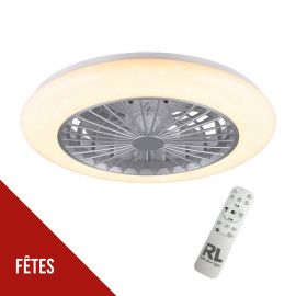 Ventilateur de Plafond et Lumière LED 30W Ø50cm- Éclairage Dimmable, Télécommande Effet Ciel Etoilé - Trio Lighting
