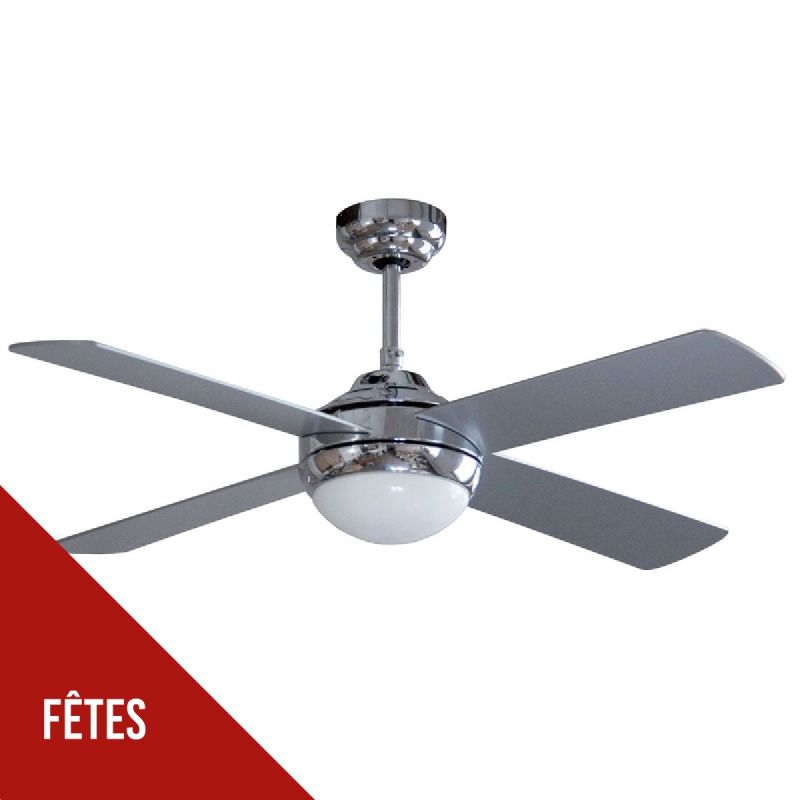 Ventilateur de plafond + Eclairage 4 pales 60W Télécommande Plafonnier 3 vitesses Ø 121 cm NIKLAS