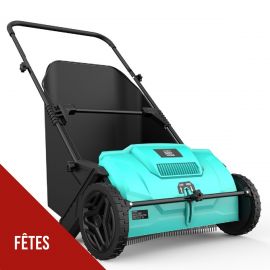 Balayeuse Ramasse feuilles et herbes Polyvalent mécanique Grand Bac 100L Largeur de travail 53 cm INTEC