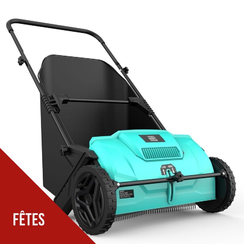 Balayeuse Ramasse feuilles et herbes Polyvalent mécanique Grand Bac 100L Largeur de travail 53 cm INTEC