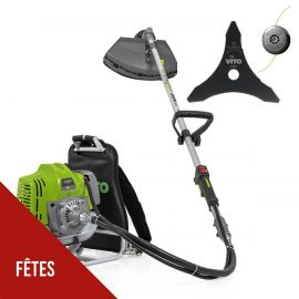 Débroussailleuse Thermique à dos 52cm³ Coupe 25cm Lame et fil nylon Réservoir 1L Autonomie 1h30 VITO