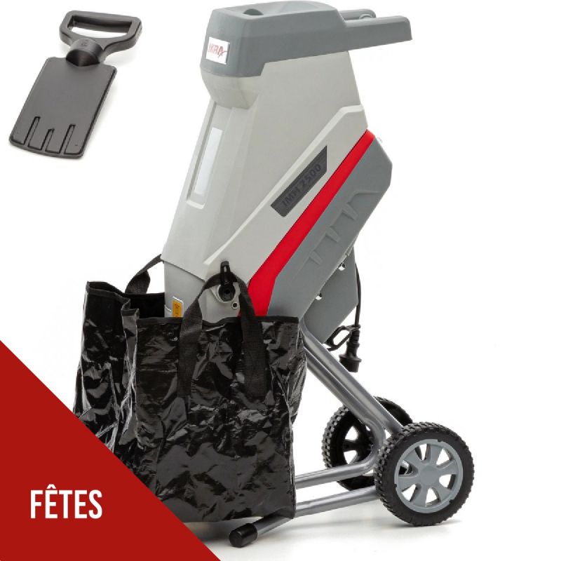 Broyeur de végétaux électrique 2500W 2 Lames acier trempé Branches jusqu'à 45mm Sac 45L IKRA