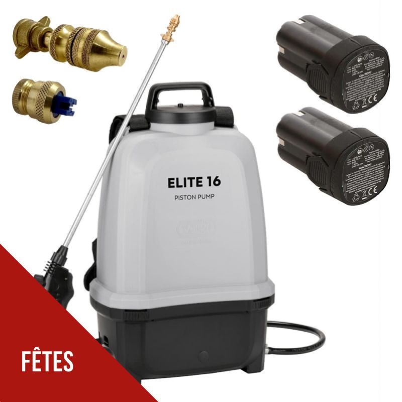 Pulvérisateur à Batterie 16L Professionnel 8 bar + 2 Batteries Lithium 14,4V- 2Ah + Chargeur - Jet 5m Jardin Toiture VOLPI