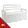 Coffre de Jardin 270L Blanc Effet bois TOOMAX 132 x 58 x H89 cm Resine Inaltérable Anti UV Haute résistance gel et intempéries