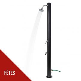 Douche Solaire Extérieure 20L Hauteur 217cm 3.5Bar Ø 15cm Noir Pommeau et Mitigeur Chromés Douche de Jardin Piscine Plage KZ
