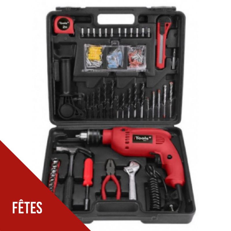 Perceuse 500W ITOOLS + 41 accessoires de perçage et dévissage + mallette