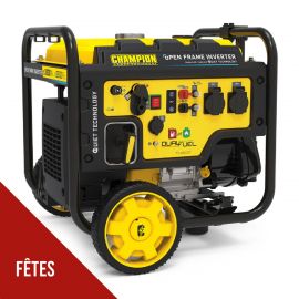 Groupe électrogène 3600W Silencieux Hybride Essence ou Gaz Moteur 4T 224 cm³ Démarrage electrique Autonomie 23h CHAMPION