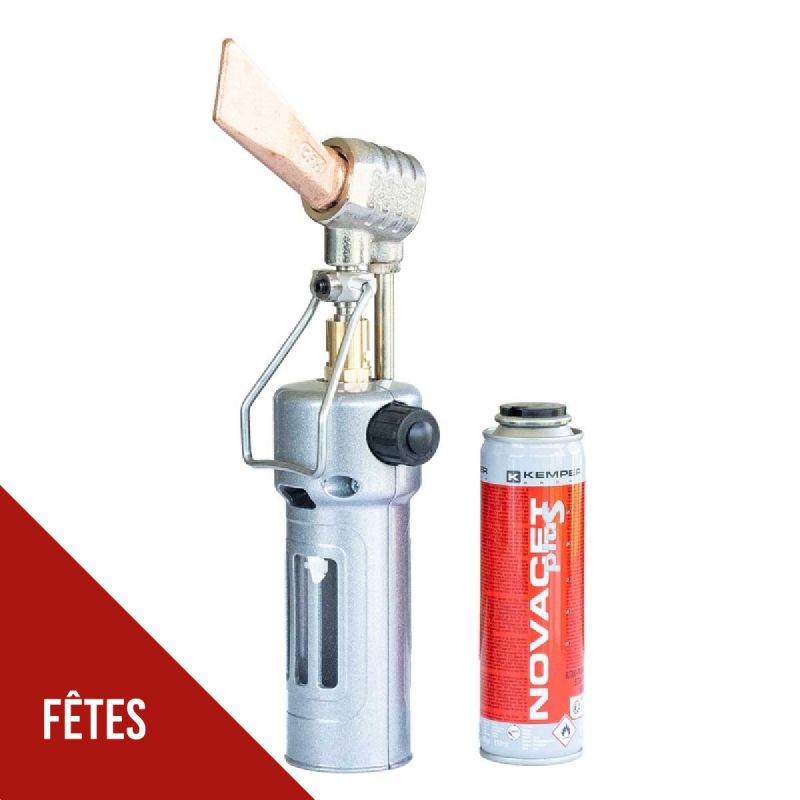 Fer à souder de couvreur Gaz Soudure Zinguerie Allumage Piezo Flamme réglable Panne interchangeable + Cartouche de gaz KEMPER