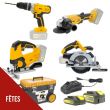 PACK 4 Outils sans fil 20V + 2 Batteries lithium 4.0 Ah et 2.0 Ah + Chargeur rapide + Servante mobile VITO
