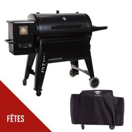 Barbecue à Pellets Grill et Fumoir Ecran LCD Cuisson 90x50cm 8 cuissons + Housse Navigator 1150 PIT BOSS