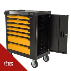 Servante d'atelier 7 tiroirs 221 Outils Porte latérale 4 Roues Chariot à outils VITO