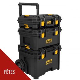 Servante d'atelier modulable 3 élements Boite à outils Chariot d'atelier sur roues 3 Coffrets Amovibles VITO