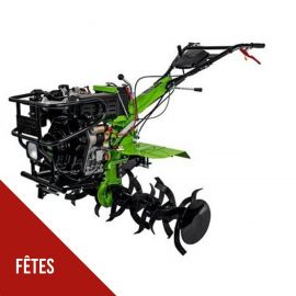 Motoculteur Thermique 12CV Diesel 456Cm3 Transmission directe 8900W Motobineuse avec 2 Fraises et butteur VITO