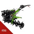 Motoculteur Thermique 12CV Diesel 456Cm3 Transmission directe 8900W Motobineuse avec 2 Fraises et butteur VITO
